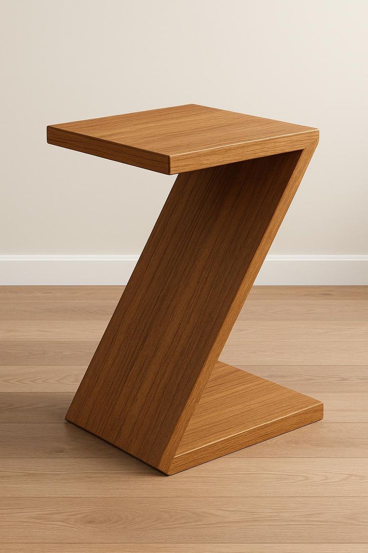 Handcrafted Z-Shaped Wooden Side Table | Modern Minimalist Furniture