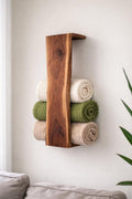 Handcrafted Wooden Wall-Mounted Towel & Blanket Holder | Minimal Wood Organizer