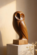 Handcrafted Wooden Owl Sculpture | Minimal Natural Wood Décor