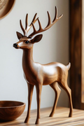 Handcrafted Wooden Deer Sculpture | Premium Natural Wood Décor Showpiece