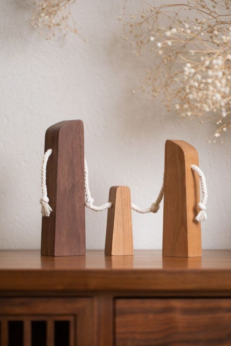 Handcrafted Wooden Rope Showpiece | Modern Natural Wood Décor Accent