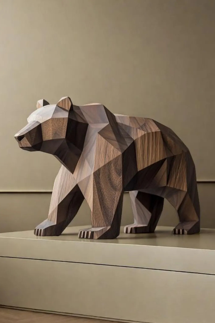 Handmade Walnut Bear Sculpture