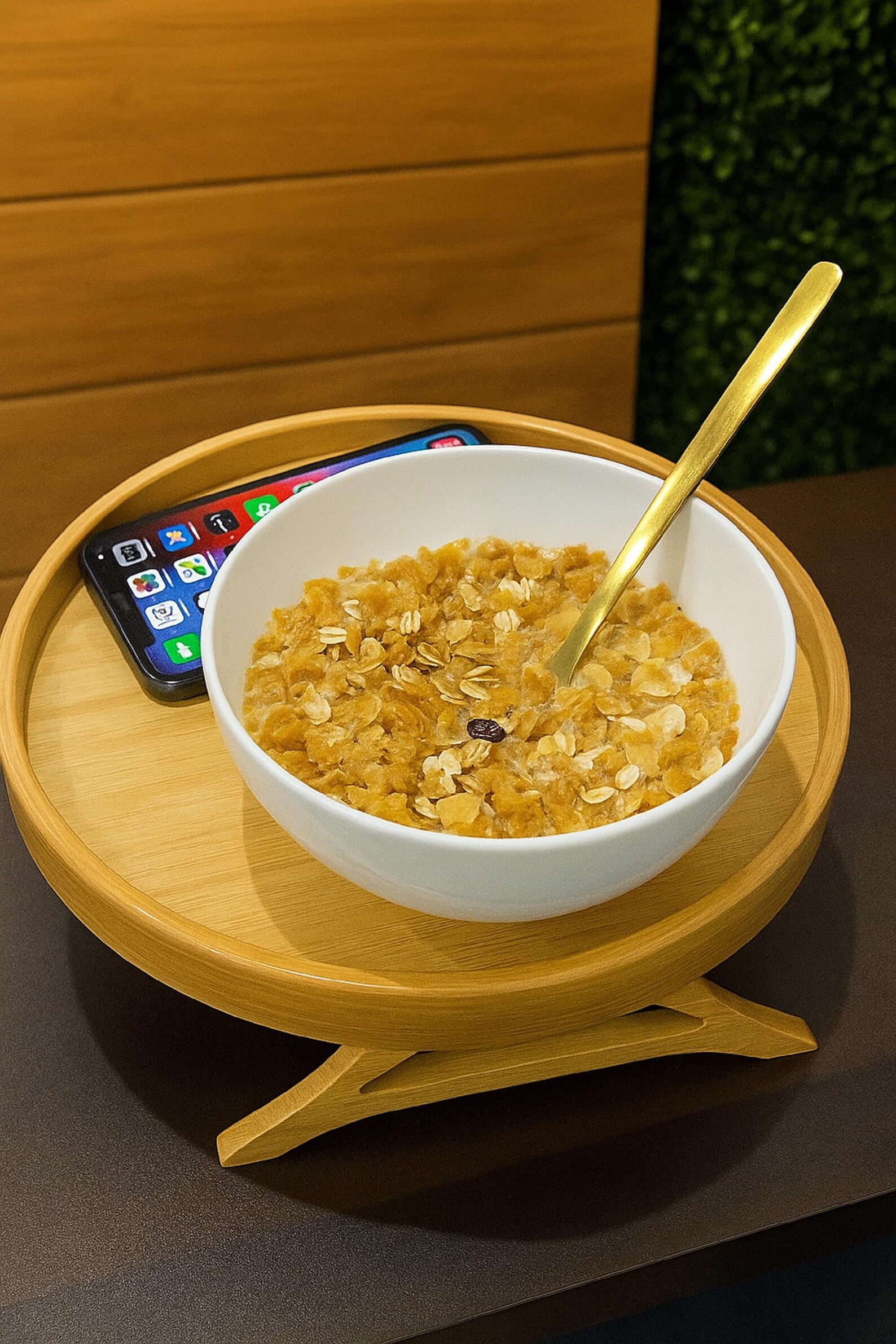 Round Wooden Sofa Tray Table – Couch Armrest Organizer for Drinks, Snacks & Remote | Foldable Wood Sofa Table