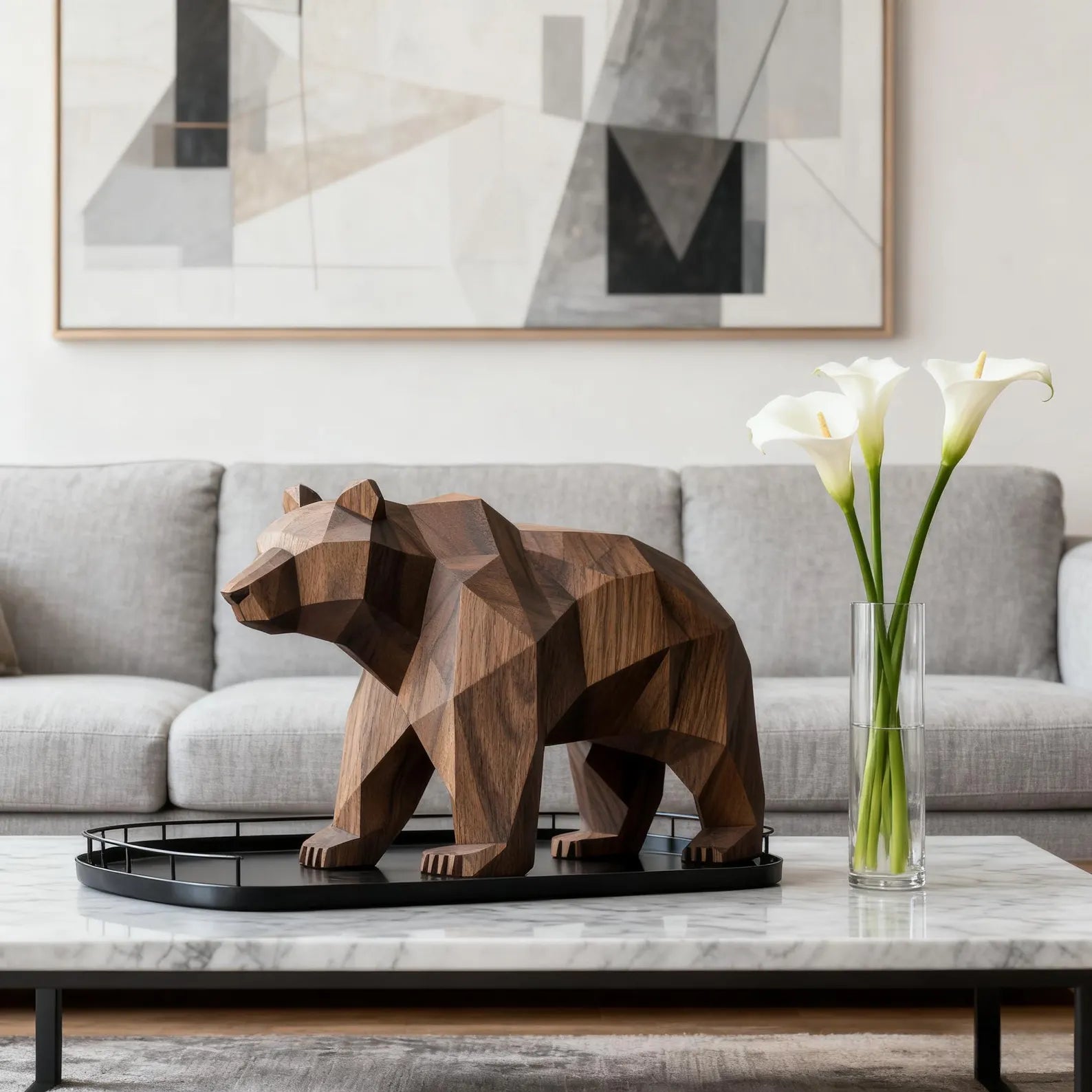 Handmade Walnut Bear Sculpture