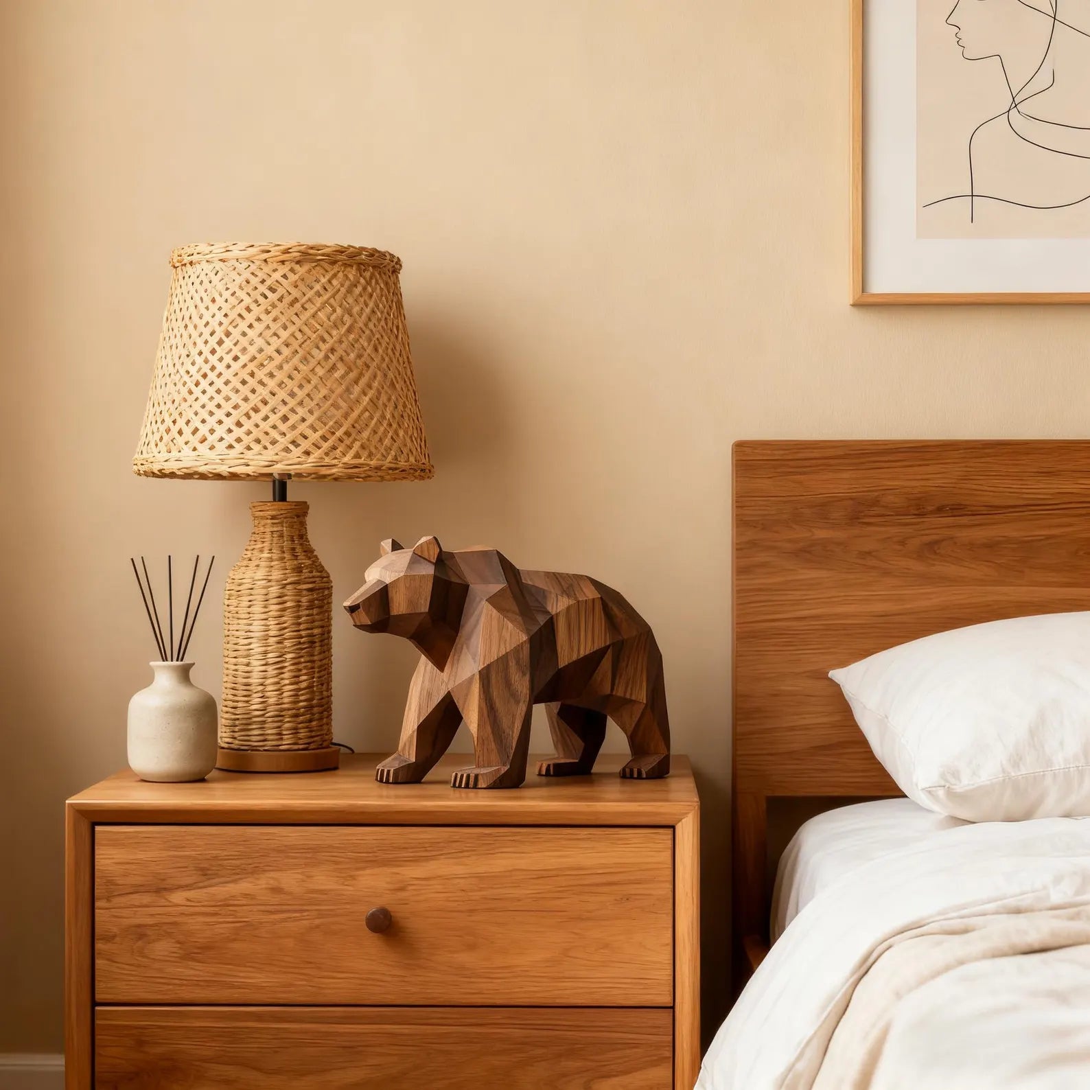 Handmade Walnut Bear Sculpture