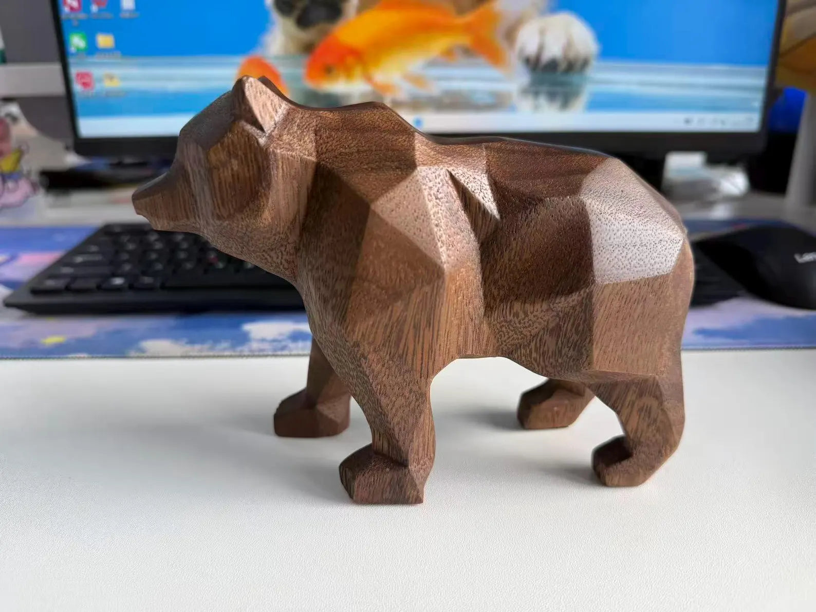 Handmade Walnut Bear Sculpture
