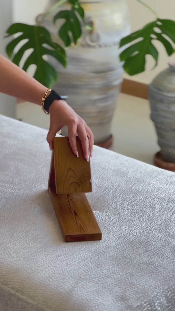 Wooden Bedside Book Stand | Minimal Nightstand Organizer for Books, Glasses & Mug